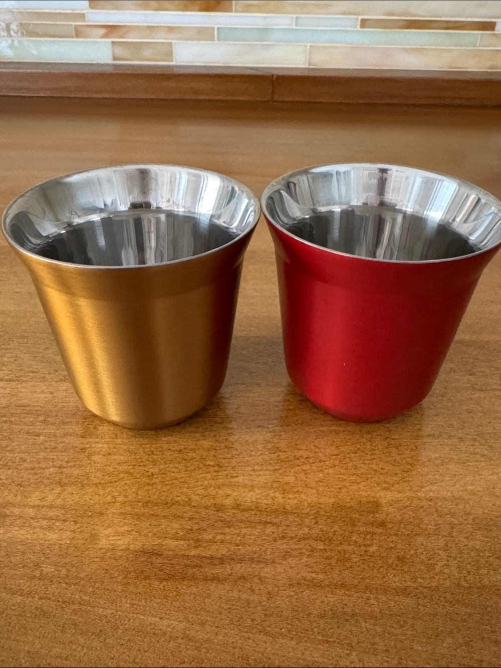 Two Nespresso Pixie Cups Red & Gold